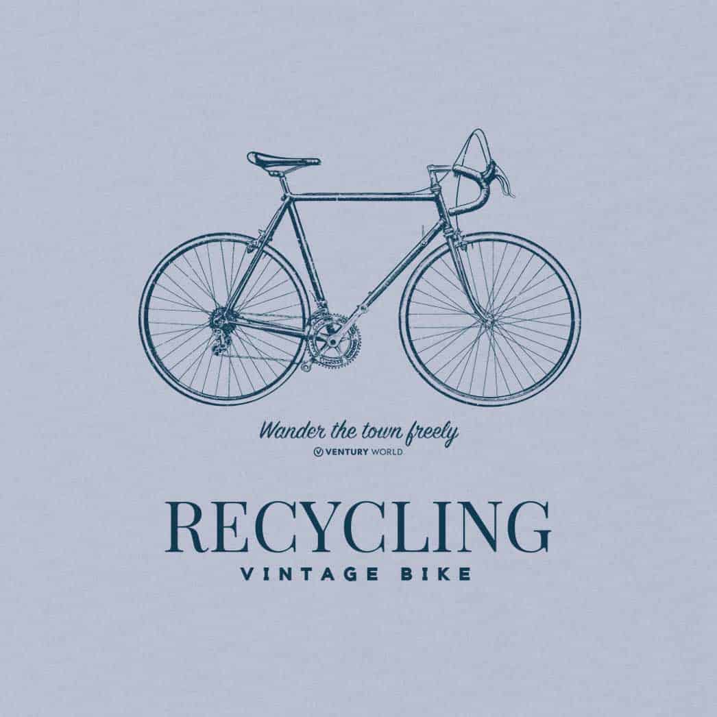 design T-shirt-cycling - Vintage race Bike - Wander the town freely - Ventury World - Collection live freely femme 100% naturel coupe ajustée grand col rond.