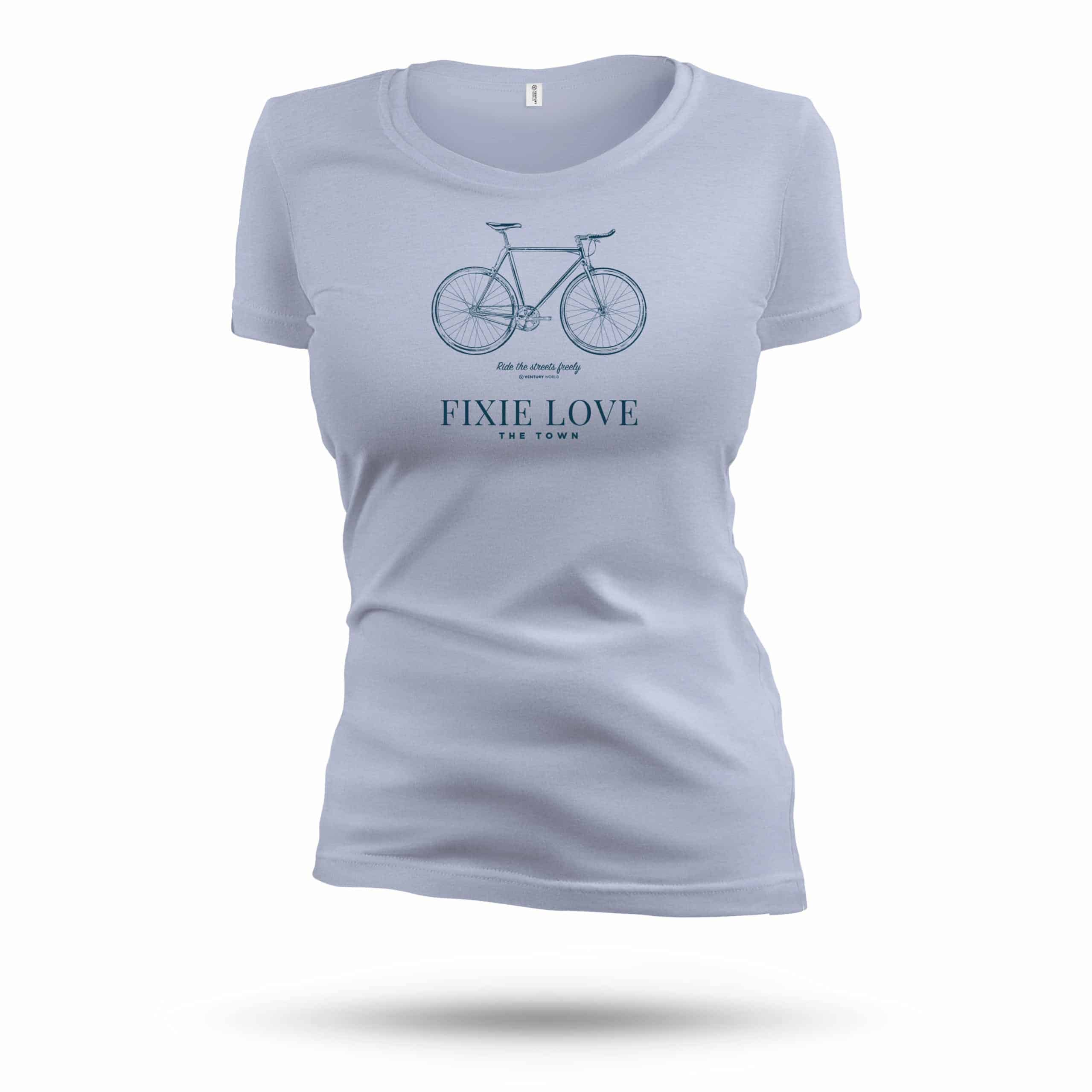 Women's cycling t-shirt - Women's Fixie Bike - Ride the streets freely - Live freely 100% Natural t-shirt collection Fitted cut, large round neck.