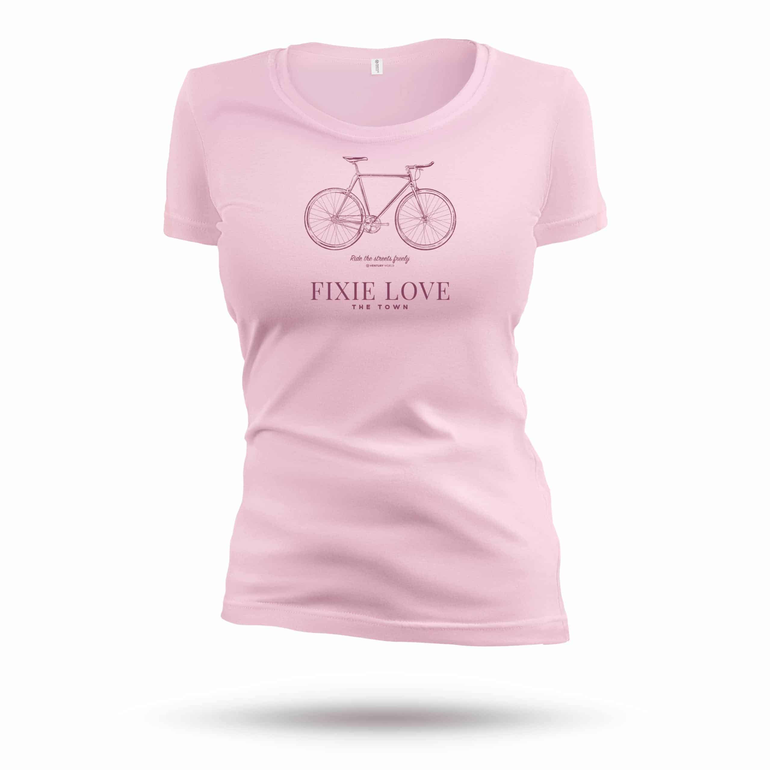T-shirt cycling femme - Fixie Bike femme - Ride the streets freely - collection tee shirt Live freely 100% Naturel coupe ajustée grand col rond .