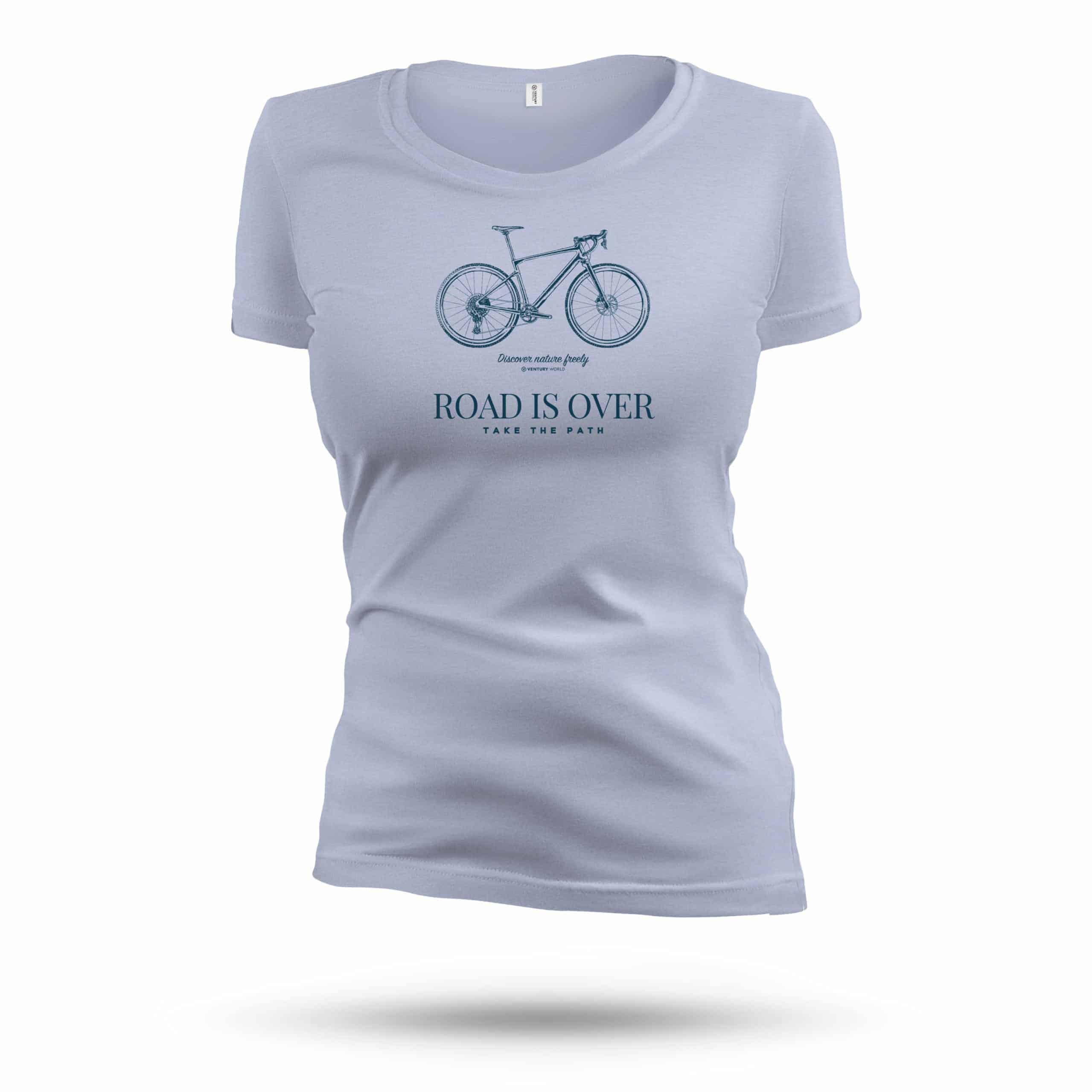Women's cycling t-shirt - Gravel Bike - Ride on all paths freely - 100% natural women's t-shirt in high quality - fitted size large round neck.