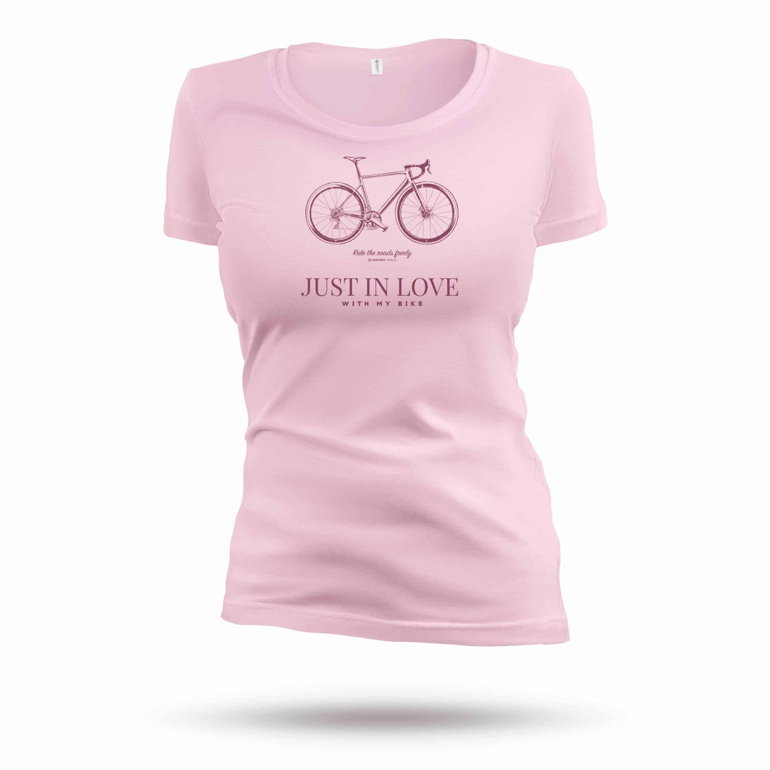 T-shirt cycling femme - Race Bike - Ride the roads freely - collection Live Freely femme 100% Naturel de grande qualité - taille ajusté grand col rond .